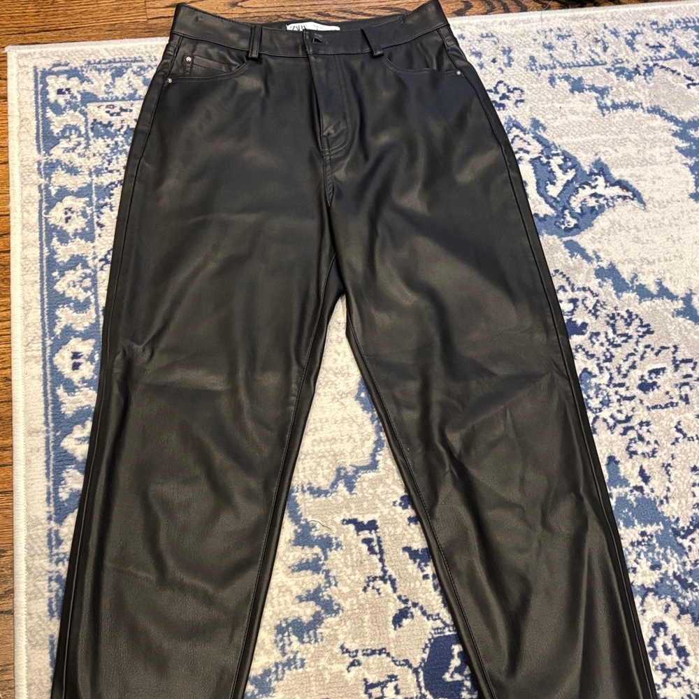 Black Faux Leather Pants Zara